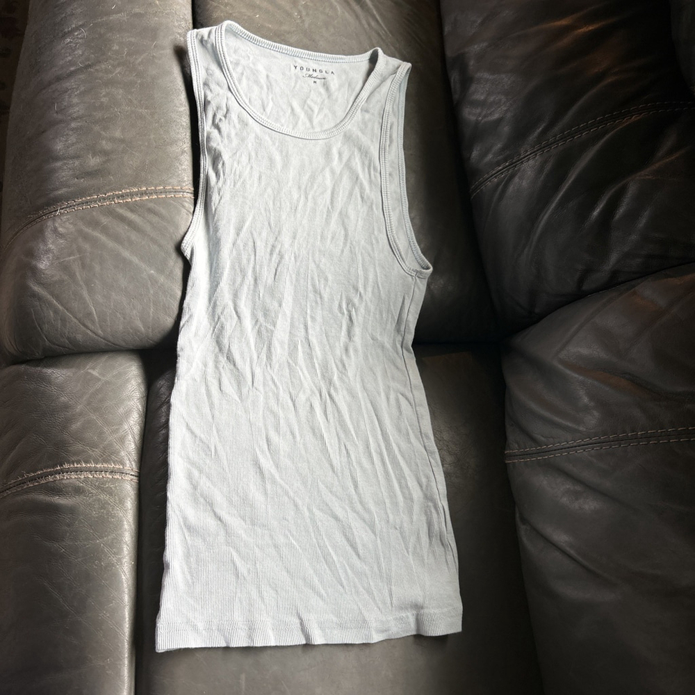 Young LA activewear Men’s ribbed drop cut basic tank top Grey Silver size M